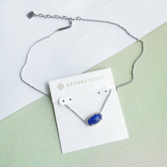 Kendra Scott Elisa Cobalt Cat's Eye Necklace - Silver - Picture 3 of 3